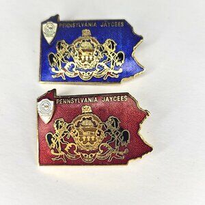 Vintage Jaycees Pins / Set of 2 Pennsylvania / Organization Members Pins